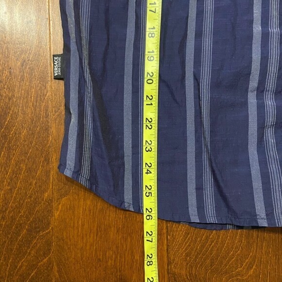 Versace Couture Striped Navy Blue Slim Fit Button Down Shirt Men's Size Medium - Picture 8 of 8